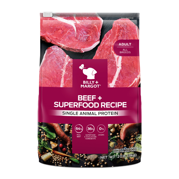 Billy + Margot Beef + Superfood Recipe Single Animal Protein Adult Dry Dog Food 9kg
